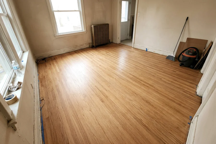 After hardwood floor refinishing in Toronto: same dining room from a different angle