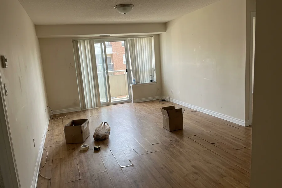 Before hardwood floor installation: lifting builder-grade laminate