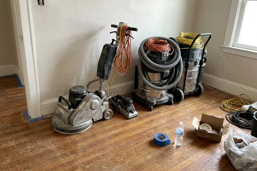 Lagler Trio, Clarke edger and Festool HEPA extractors ready for dustless refinishing
