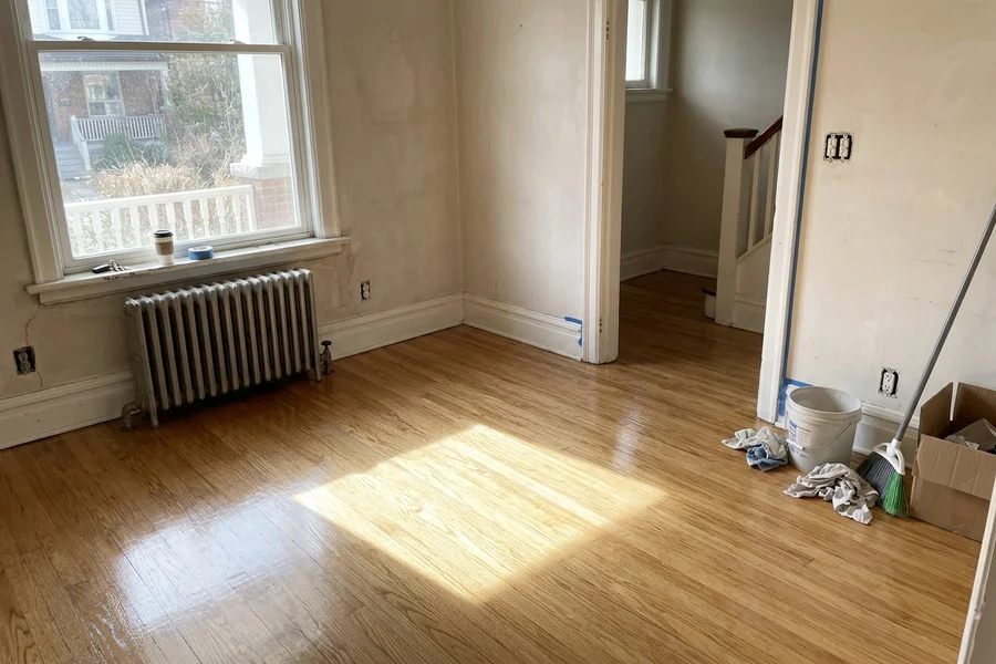 The Beaches living room oak floor refreshed with a screen and recoat